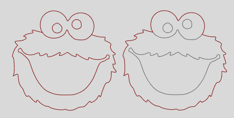 Cleaned Cookie Monster laser-cut foamcore design