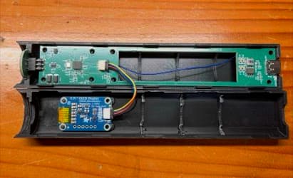 Open view of Kong Wand version 2A enclosure and PCB